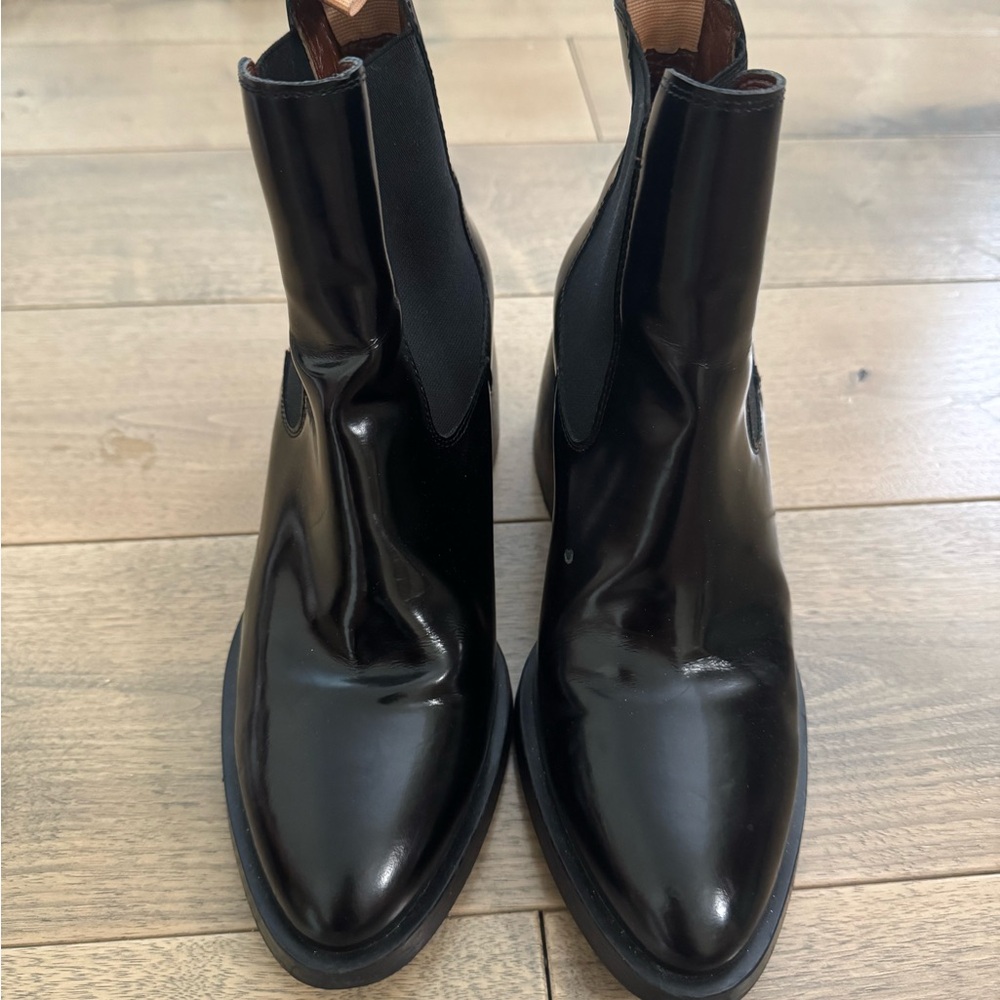See By Chloe Shiny Black Ankle Boots - Size 37.5